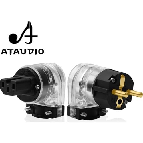 ATAUDIO L-shaped HIFI Power plug High Quality One Pair Eu Power Connector + IEC female connector