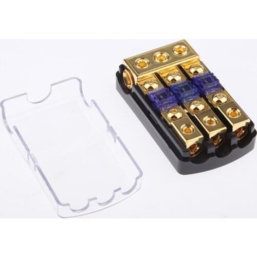 Car Stereo Audio 3-Way 80A In-Line Fuse Holder Power Distribution Block