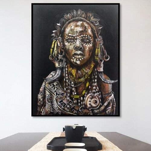 Home Decoration Canvas HD Prints Black African Woman Nordic Style Poster Painting Creative Living Room Wall Art Modular Picture