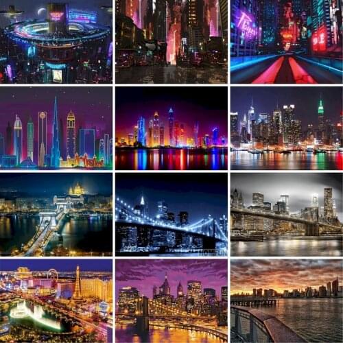 GATYZTORY Frameless Painting By Numbers DIY Night City Landscape On Canvas 60X75cm Paint By Numbers Scenery Canvas Painting Kits