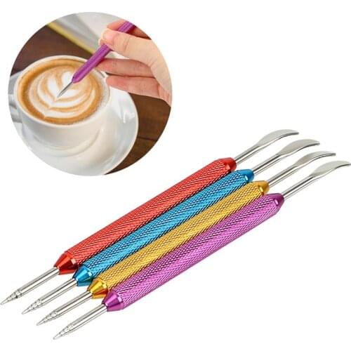 Stainless Steel Coffee Art Needle Non Slip Coffee Carved Needle Coffee Art Pen Coffee Decorating Latte Pen Coffee Stick Tools
