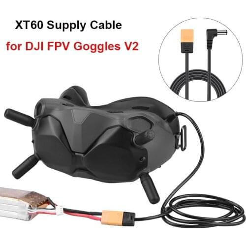 FPV Goggles Pwoer Cable XT60 to DC Plug Supply Connect Battery Pwoer Cable for DJI FPV Goggles V2 Drone Accessories 1.2M/47 inch