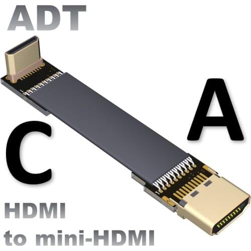 Mini HDMI transfer 4K screen 60hz FPV aerial shot thin flat high-speed extension cord cable bending 90 degrees 4K@50/60(2160p