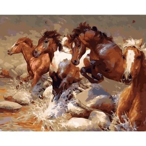 DIY Digital Painting By Numbers cute pet horse oil painting mural Kits Coloring Wall Art Picture Gift frameless