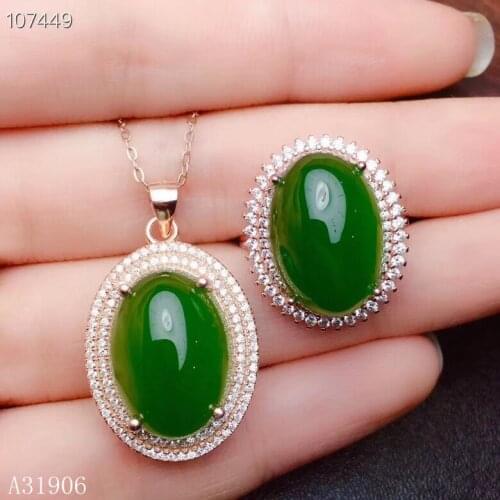 KJJEAXCMY Fine Jewelry 925 sterling silver inlaid natural jasper gemstone female pendant ring set support test set new luxury