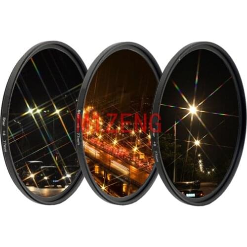 Star filter kit 37 40.5 46 49 52 55 58 62 67 72 77 82 mm +4/6/8 Point 4PT 6PT 8PT for canon nikon sony pentax dslr camera lens