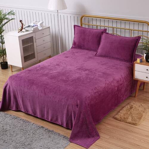 One piece Solid Color Autumn Winter Flannel Flat Bed Sheet Multi-Function Blanket for Summer #437