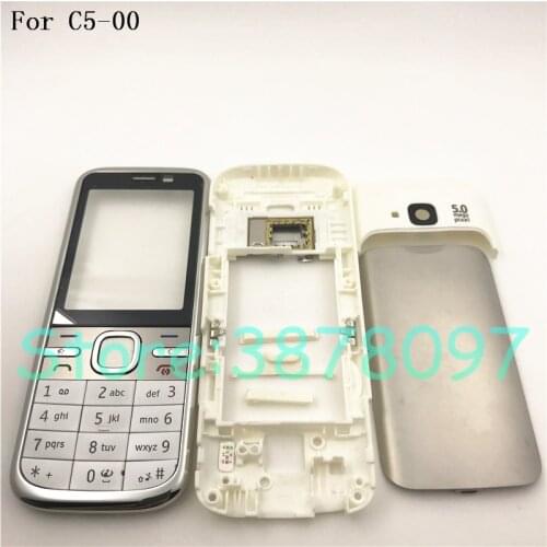 Original Front Middle Frame Back cover Battery Cover For Nokia C5 C5-00 Full Housing Cover Case With English Or Arabic Keypad