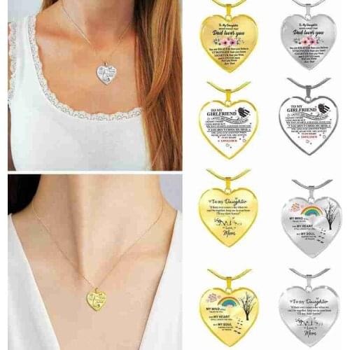 Daughter Peach Heart Necklace Peach Heart Necklace Elegant Beautiful Exquisite Snake Chain Dad Daughter Presents