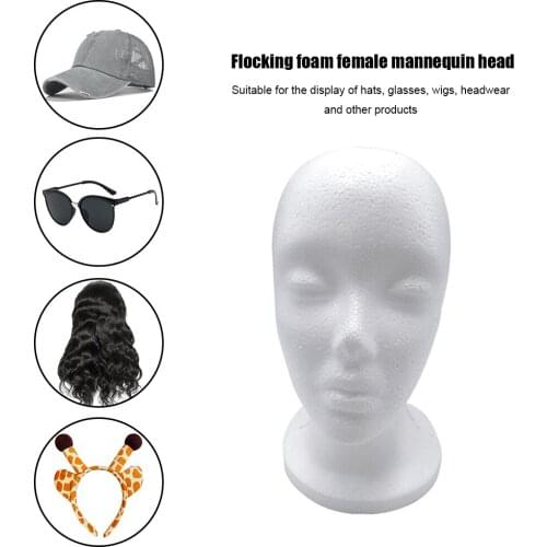 Practical Foam Female Mannequin Head Wigs Glasses Cap Display Holder Stand Model Professional Training Foam Head Photograph Prop
