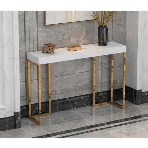 Simple modern porch table against the wall light luxury stainless steel porch platform new Chinese marble porch cabinet