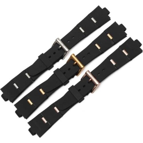 Brands 22mm 24mm Black Silicone Rubber Watch Barcelet Watchband for BVLGARI DP42C14SVDGMT Convex 8mm Watch Strap Men Women tools