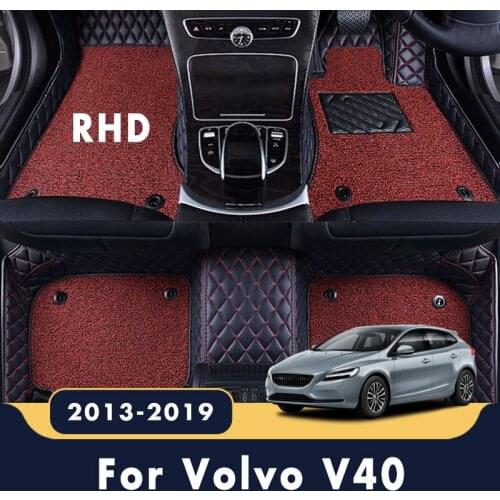 RHD Double Layer Wire Loop Car Floor Mats Accessories Carpet Protector Covers For Volvo V40 2019 2018 2017 2016 2015 2014 2013
