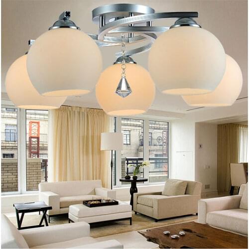 Glass living room bedroom three head five ceiling lighting glass ball mounted bulb ceiling lamps simple CL