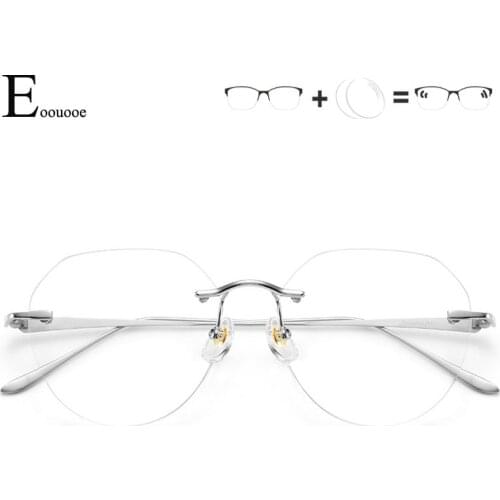 Rimless Pure Titanium Glasses for Men Round Eyewear Women Prescription Glass Transparent Lenses Myopia
