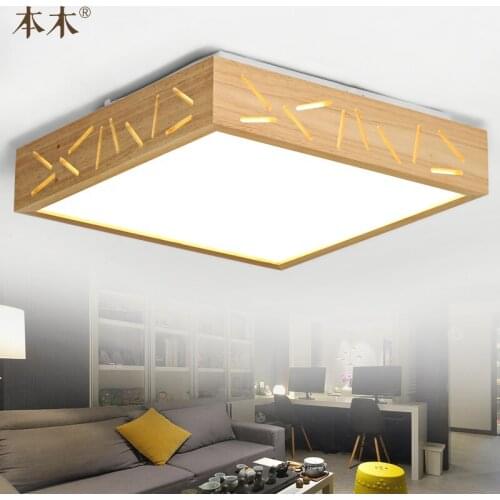 Japanese-Style Surface Mounted Oak Wood AC 110/220V LED Ceiling Lamp Sheepskin Cover Ultra-thin Tatami for Bedroom Living room