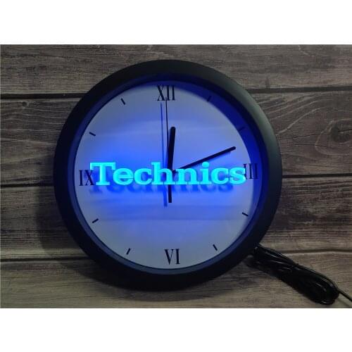 0L149 Technics Turntables DJ Music APP RGB 5050 LED Neon Light Signs Wall Clock