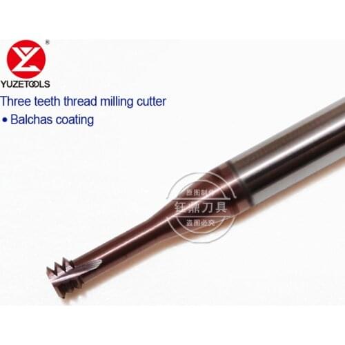 Imported aluminum alloy coated three tooth thread cutter metric three edge milling cutter carbide tungsten steel milling cutter