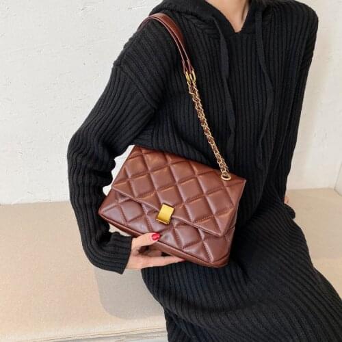 Fashion Casual Small PU Leather Crossbody Bags for Women 2021 Chain Shoulder Handbags Womens Branded Trending Hand Bag