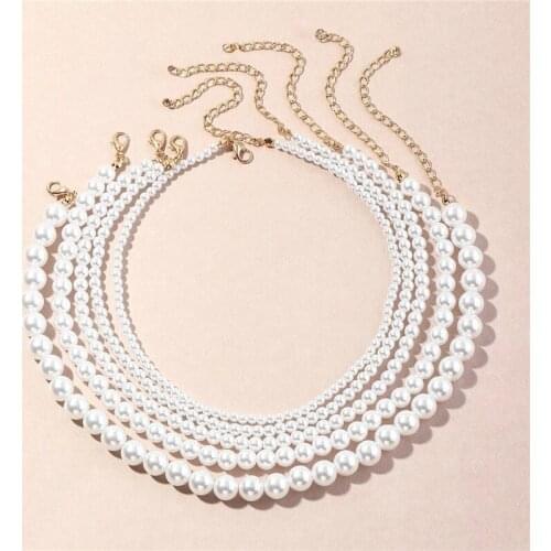 Fashion Elegant White Imitation Pearl Choker Necklace Big Round Pearl Wedding Necklace for Women Charm Jewelry Gift