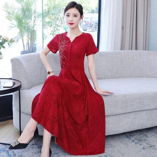Evening Dress Banquet Wedding 2021 Summer Knitted Jacquard Dress Lady Short Sleeve Fashion Slim Elegant Mid-Length Robes zh1529
