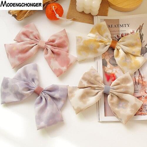 1PC Sweet Large Chiffon Bow Hair Clip For Women Girls Long Ribbon Korean Hairpins Barrette Bow Headwear Hair Accessories Hot