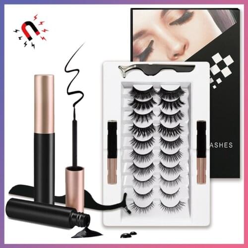 3/5/7/10 Pairs 3D Magnetic Eyelashes Handmade False Eyelash Eyeliner Waterproof Eye Lash Professional Magnetic Lash Makeup Tools