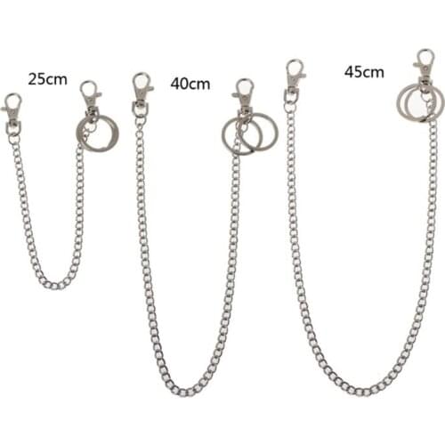 3 Pcs/set Unisex Pants Waist Chain Pocket Belt Jeans Metal Anti-lost Chains 264E