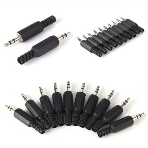5Pcs/lot Black Plastic Housing 3.5mm Audio Jack Plug Headphone Connector Discount 1/8" Audio Male Plug 3.5mm Male Audio Plug