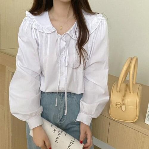 Alien Kitty White Chic Shirts Cute Elegant Puff Sleeves Loose Fashion Women Autumn 2021 Hot Casual Streetwear Tops New Blouses