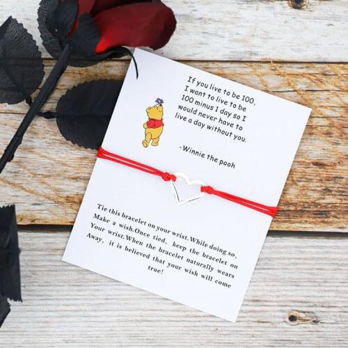 Best Friend Wish Bracelet Bear Wishes Bracelet Cartoon Bear Charm Bracelet for Women Men Friendship Lover Forever Cute Gift