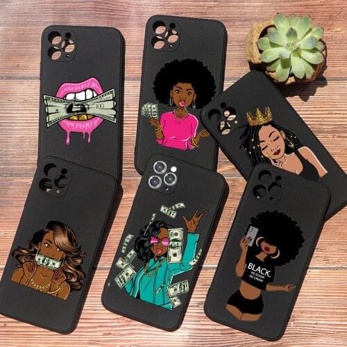 Afro Lola 100 Dollar Money Black Woman Magic Phone Case For iphone 12 Pro Max 11 Pro 7 Plus 8 6s SE XR XS MAX Silicone TPU Cover