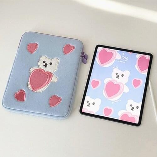 Fashion Heart Bear 11 13 Tablet IPad Bag Case For Girls Ins IPad Pro 9.7 10.5 IPad Thick 12.9 Inch Sleeve Ipad Case Accessories