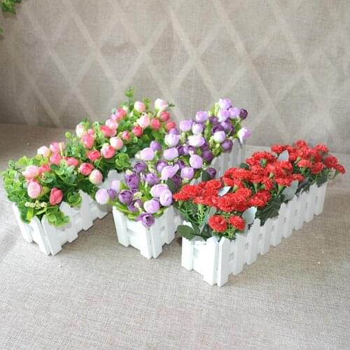 Wooden Flower Fence Pot Garden Plant Artificial Flower Basket White Planter Vegetable Foam Container Pot Home Yard Decoration
