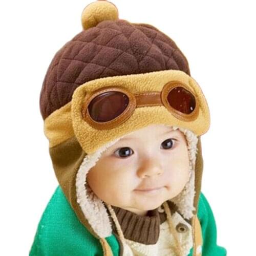 Doitbest 2 to 5 years old Baby boy Bomber hat fur inside Winter Beanies Child Bear pilot hats wool kids girls Earflap Caps