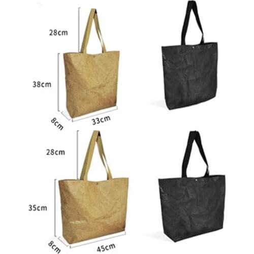 No. HTB-09 brown&black color waterproof DuPont paper bag women handbag brown paper& kraft paper shopping bag