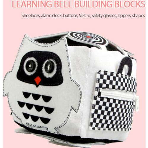 0-24Months Baby Toys Rattle Cube Black White Owl Sensory Integration Training Toys Soft Cloth Puzzle Baby Early Educational Toys