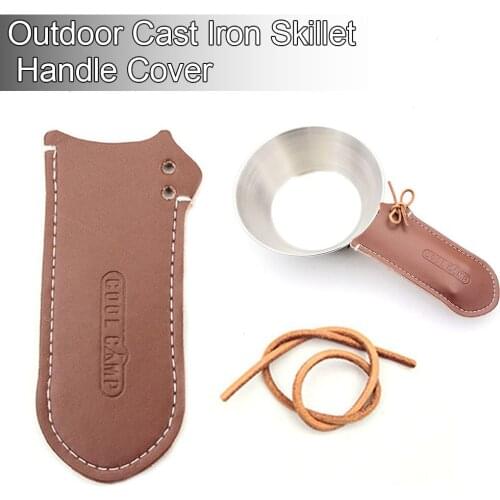 Outdoor Camping Cooking Tool Cast Iron Frying Pan Handle Cover Cast Iron Skillet Covers Leather Hot Handle Holder Accessories