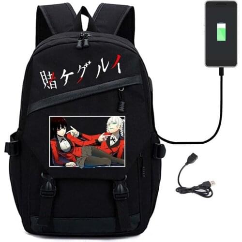 Kakegurui Backpack Jabami Yumeko Anime Japanese Style Fashion Unisex Multifunction USB Charging Laptop Shoulder Travel Bags