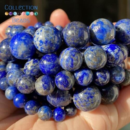 Natural Lapis Lazuli Stone Spacer Round Bead For Jewelry Making 3-12 MM DIY Bracelets Accessories Wholesale