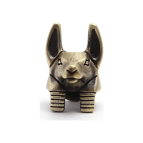 Brass Anubis Head Knife Beads Outdoors DIY Tools EDC Lanyard Pendants Key Rings Accessories