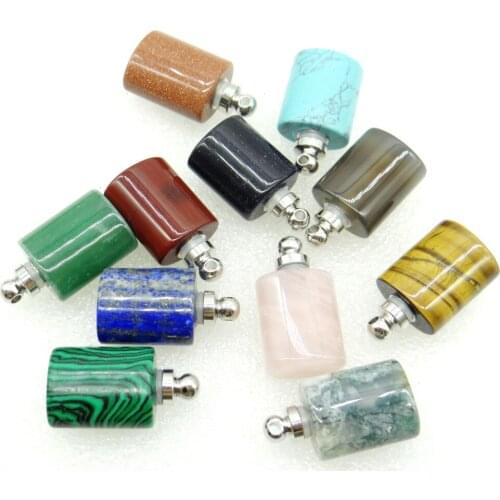 2020 hot sell Natural Stone Tiger Eye Quartz Crystal Vial Pendant Perfume Jewelry Making Necklace For Man Woman 6pcs wholesale