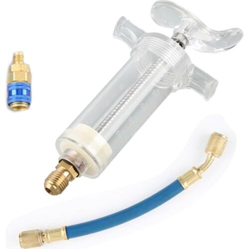 Oil / UV Dye Injector 30ml ( 1 Oz ) With Low Pressure Adapter For A/C Air Conditioning Automotive Refrigerant Oiler Syringe