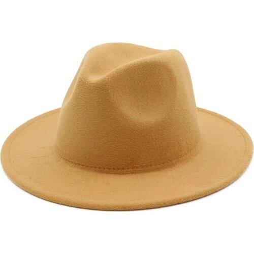 Men hats fedora woman hats solid formal dress wedding woman hat camel black white fedora felt classic men hats gorras para mujer