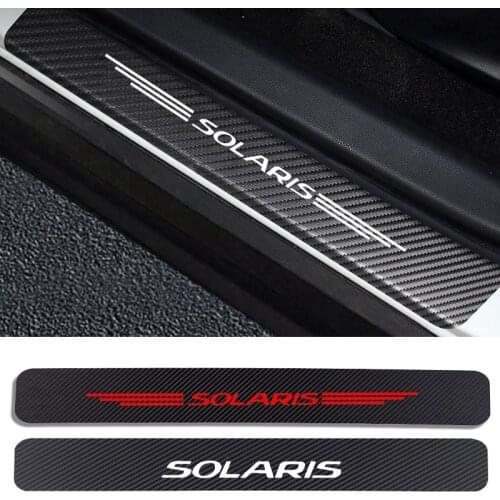For Hyundai Solaris Carbon Fiber Decals Paster Anti Scratch Cover Car Door Sills Stickers Auto Door Threshold Guard Accessories