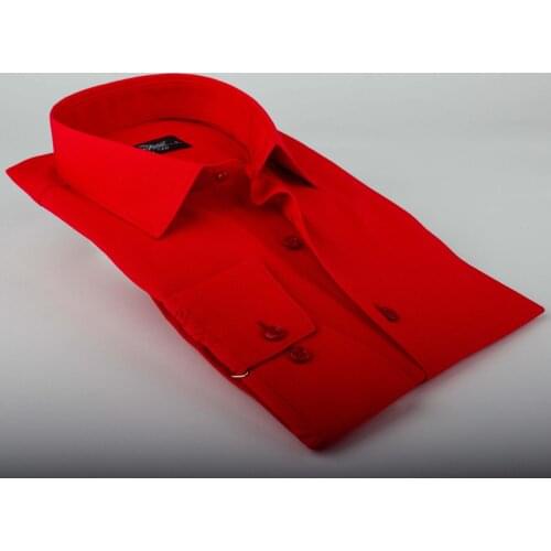 2020 New Arrival Solid Causal Formal Business Long Sleeve Button Down Cotton Polyster Red Shirt Dress Autumn Spring Clothing