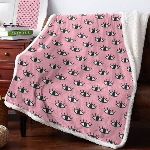 Eyes Pink Funny Thick Blankets For Home Beds Bedspread Plush Fleece Blankets and Throws Winter Adult Kid Bed Cover