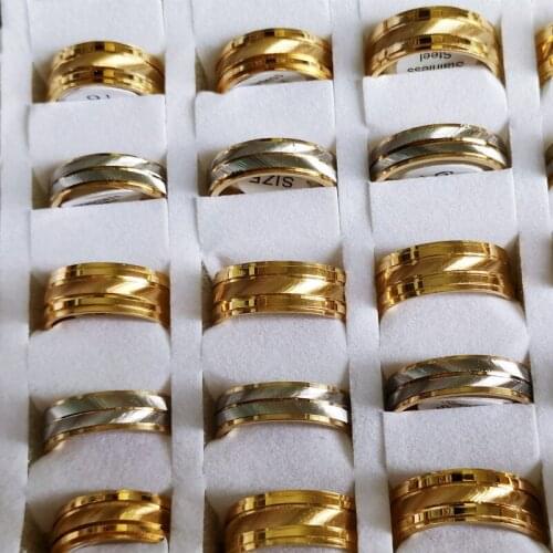 Wholesale 50 pcs 6mm 8mm inner arc Mixed style Stainless steel men and women ring