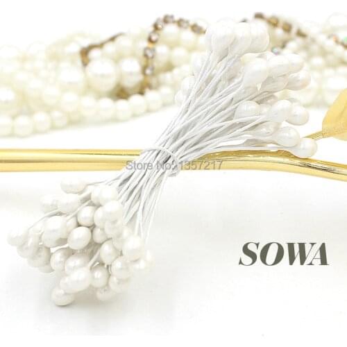 Wholeasale Eco-friendly 100pcs/Lot 5mm Xmas White Double Heads Iron Wire Pearl Stamen For Christmas Flower Wedding Decoration