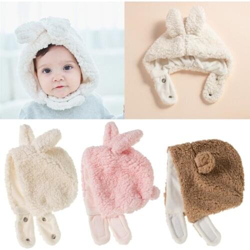 KLV Autumn Winter Baby Hat Warm Plush Beanie Cap Windproof Ear Protection Baby bonnet for 1-3 Years Old Baby Kids Boys Girls